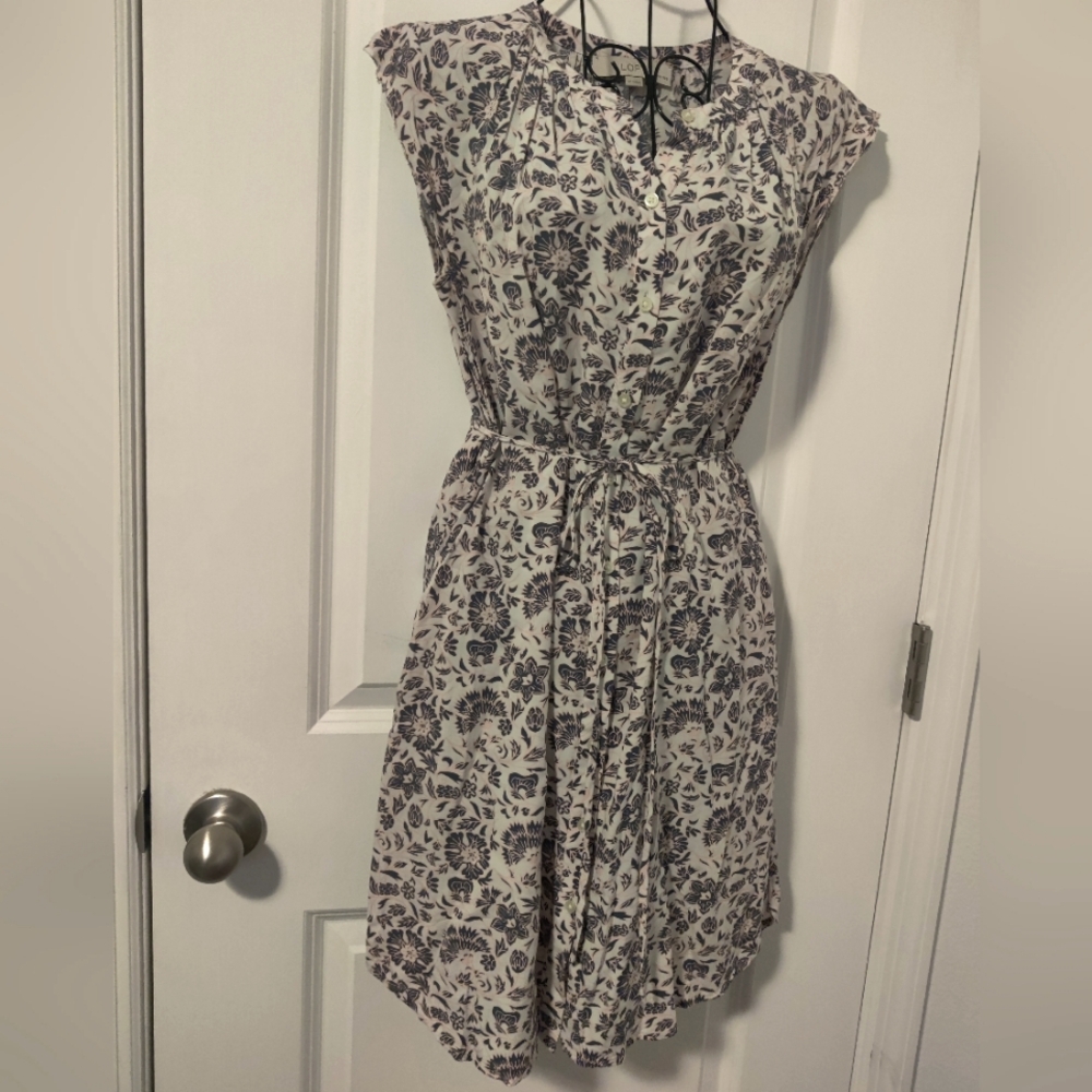 Loft Petites Floral Sleeveless Dress with pockets